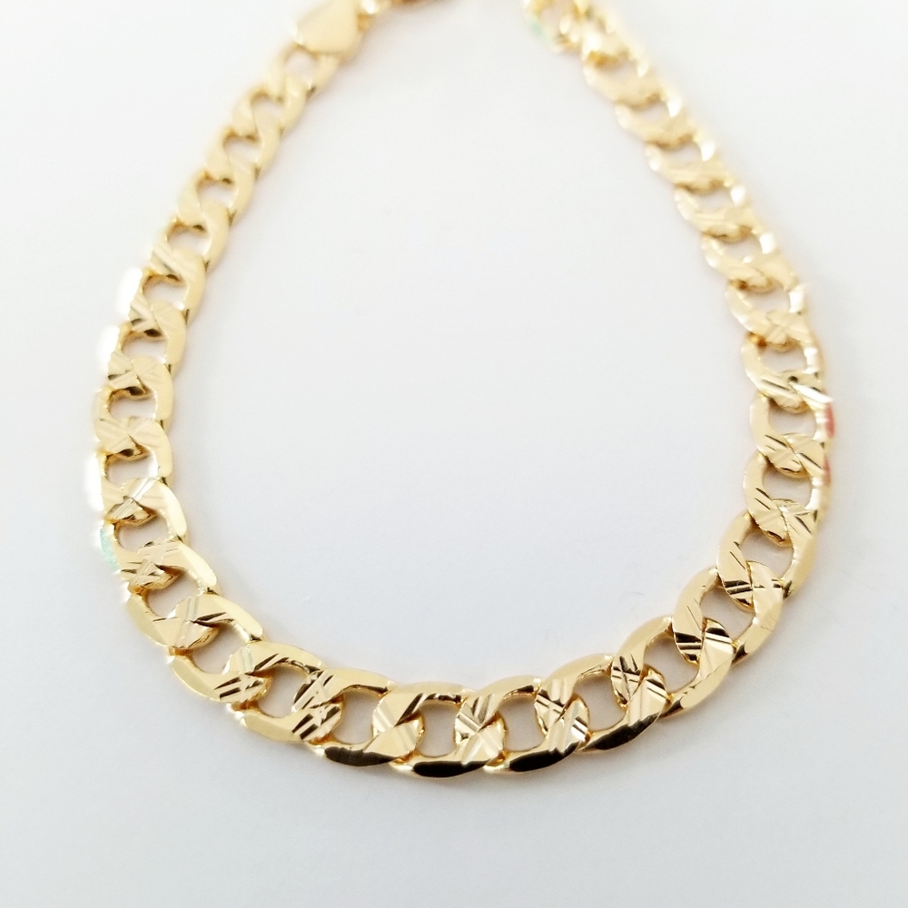 18K GF diamond cut cuban men's bracelet. New - Picture 4 of 8